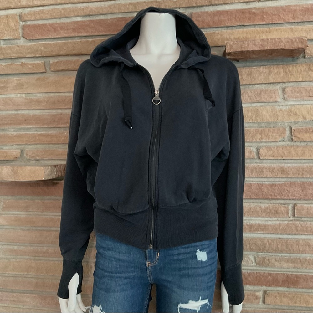 Athleta Balance Zippered Hoodie Sweatshirt Black Small